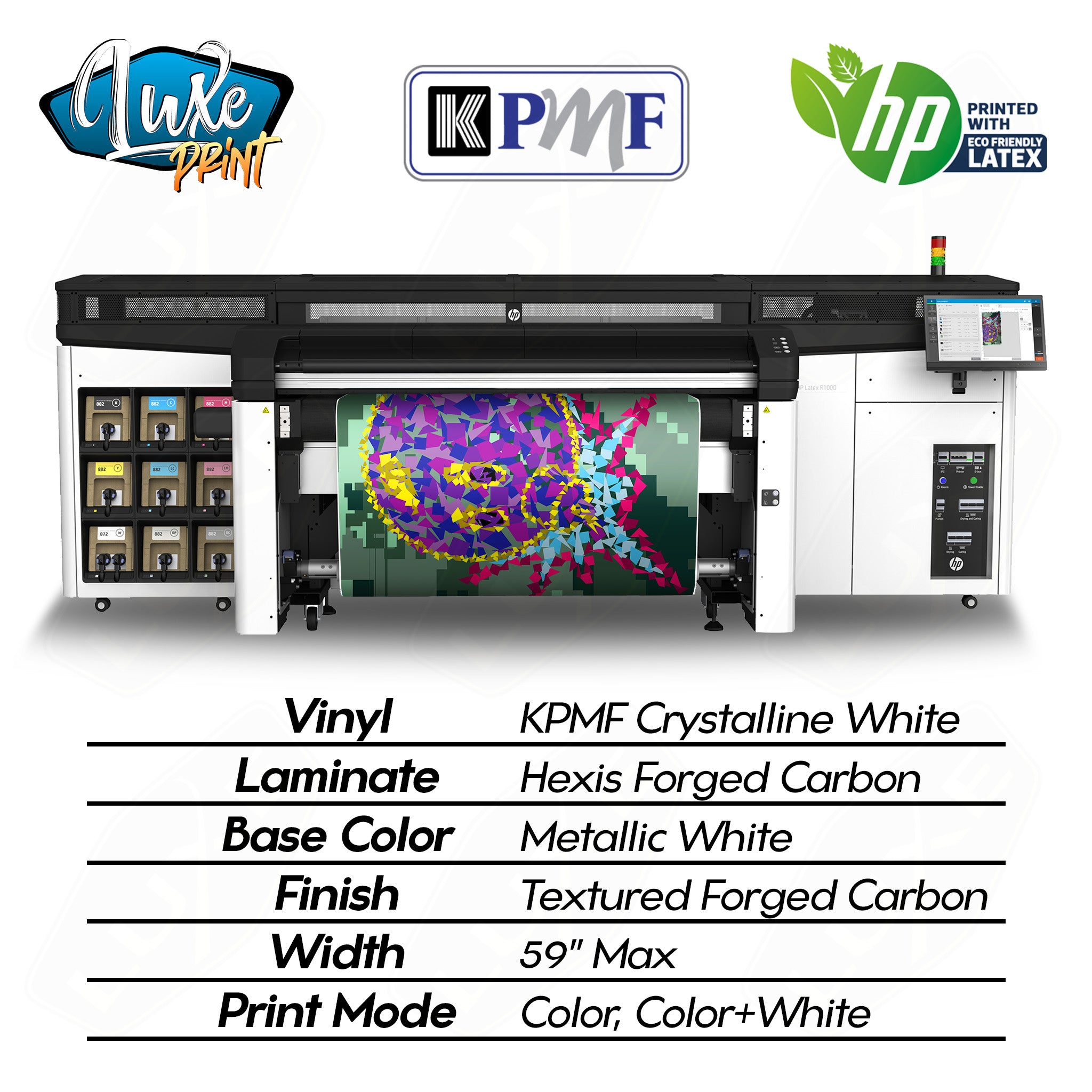 KPMF Crystalline White w/ Forged Carbon Laminate - LightWrap
